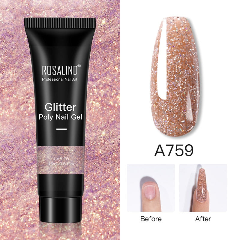 Glitter Poly Nail Gel Extension - 15ml Nail Polish for Manicure