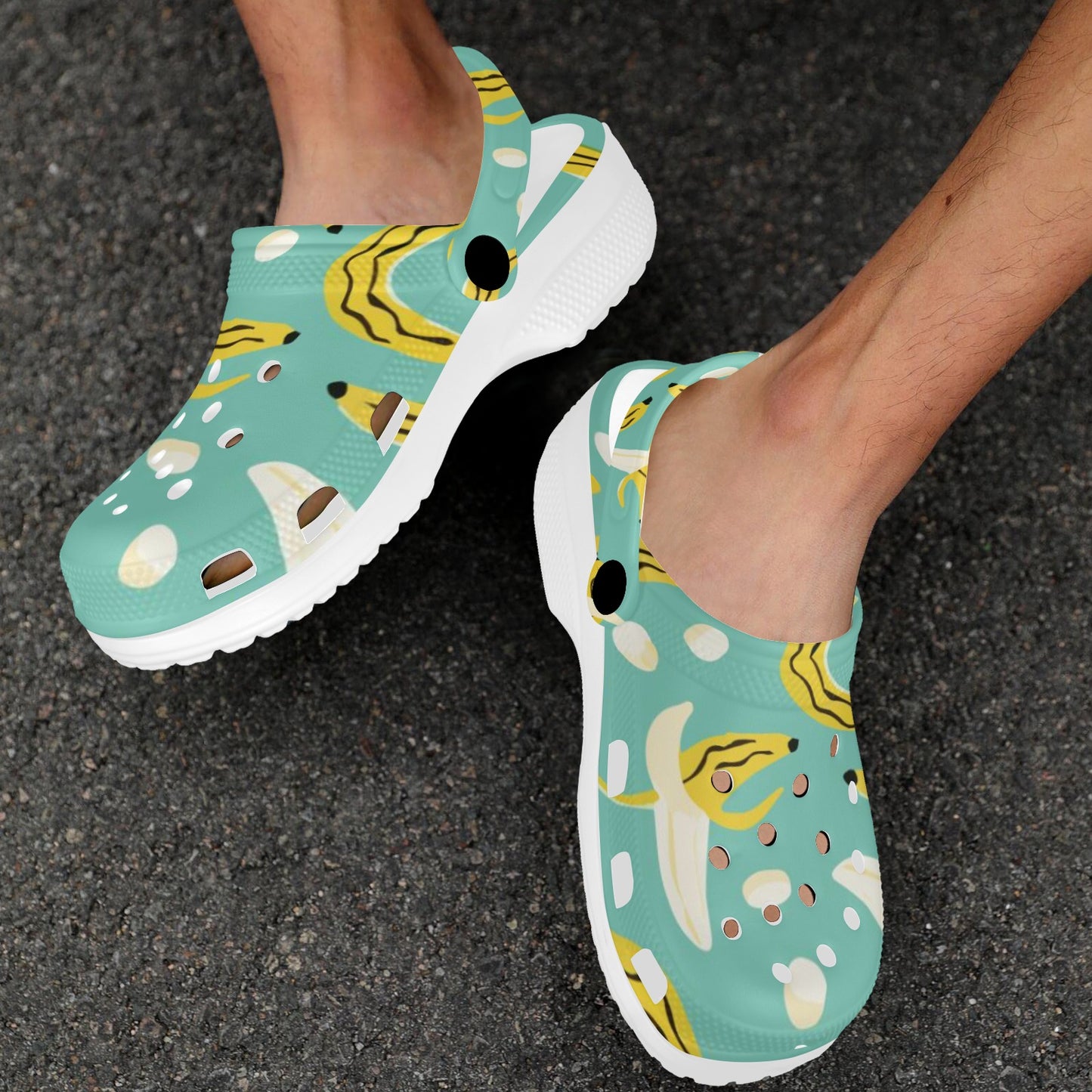 Blue Bananas Print Adults Clogs