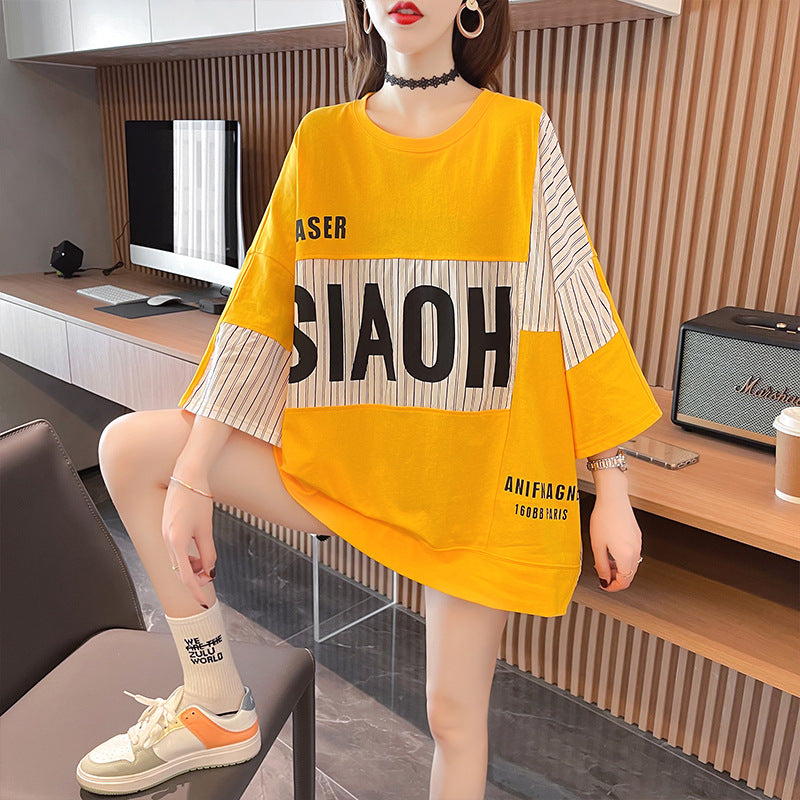 Harajuku Style Loose Fit Zipper Stitching T-Shirt
