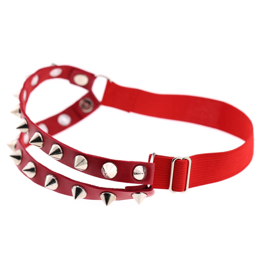 Punk Hip Hop Double Row Rivet Garter with Thigh Ring