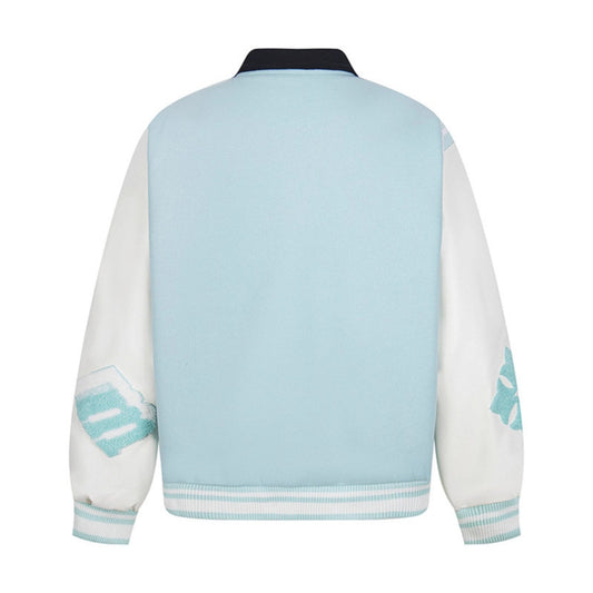 Varsity Jacket for Women Color-Blocking Turn-Down Collar
