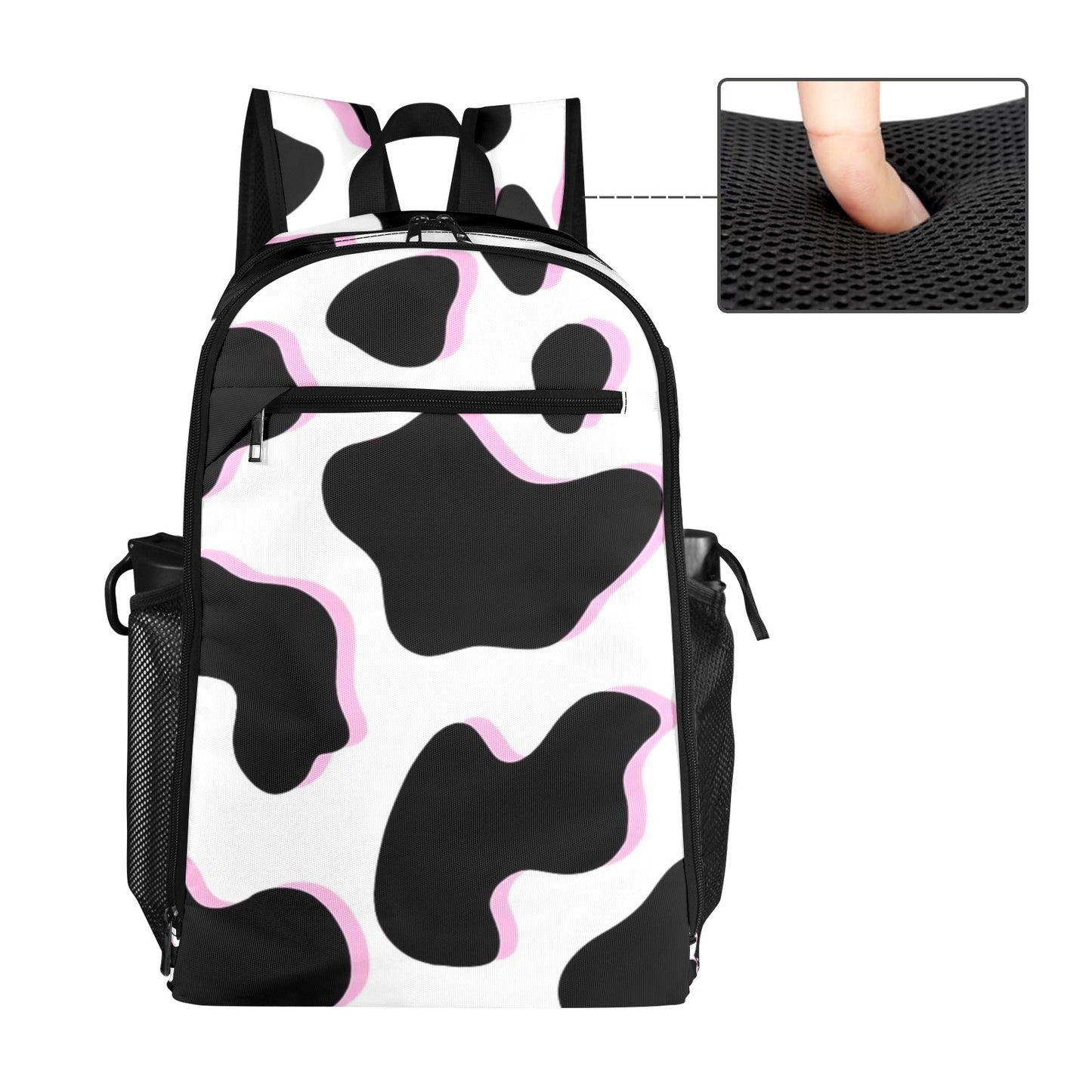 Black and Pink Cow Pattern Backpack