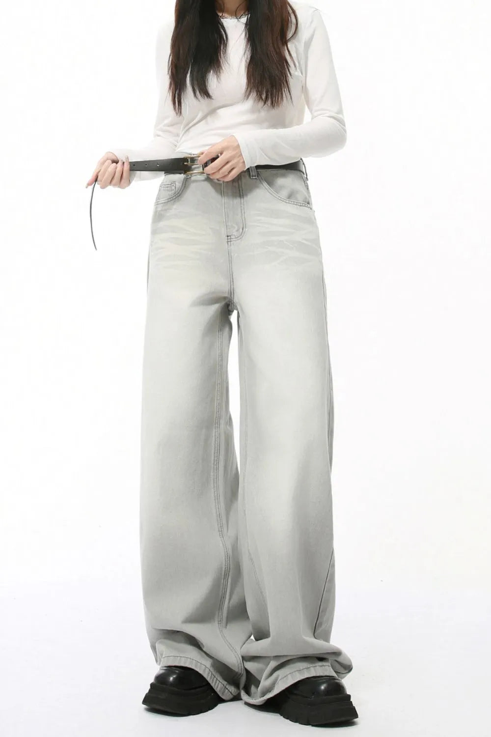 Harajuku Wide Leg Jeans with Pockets