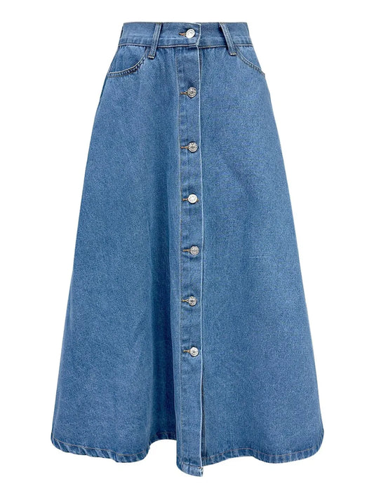 Playful High Waist Big Swing Denim Skirt