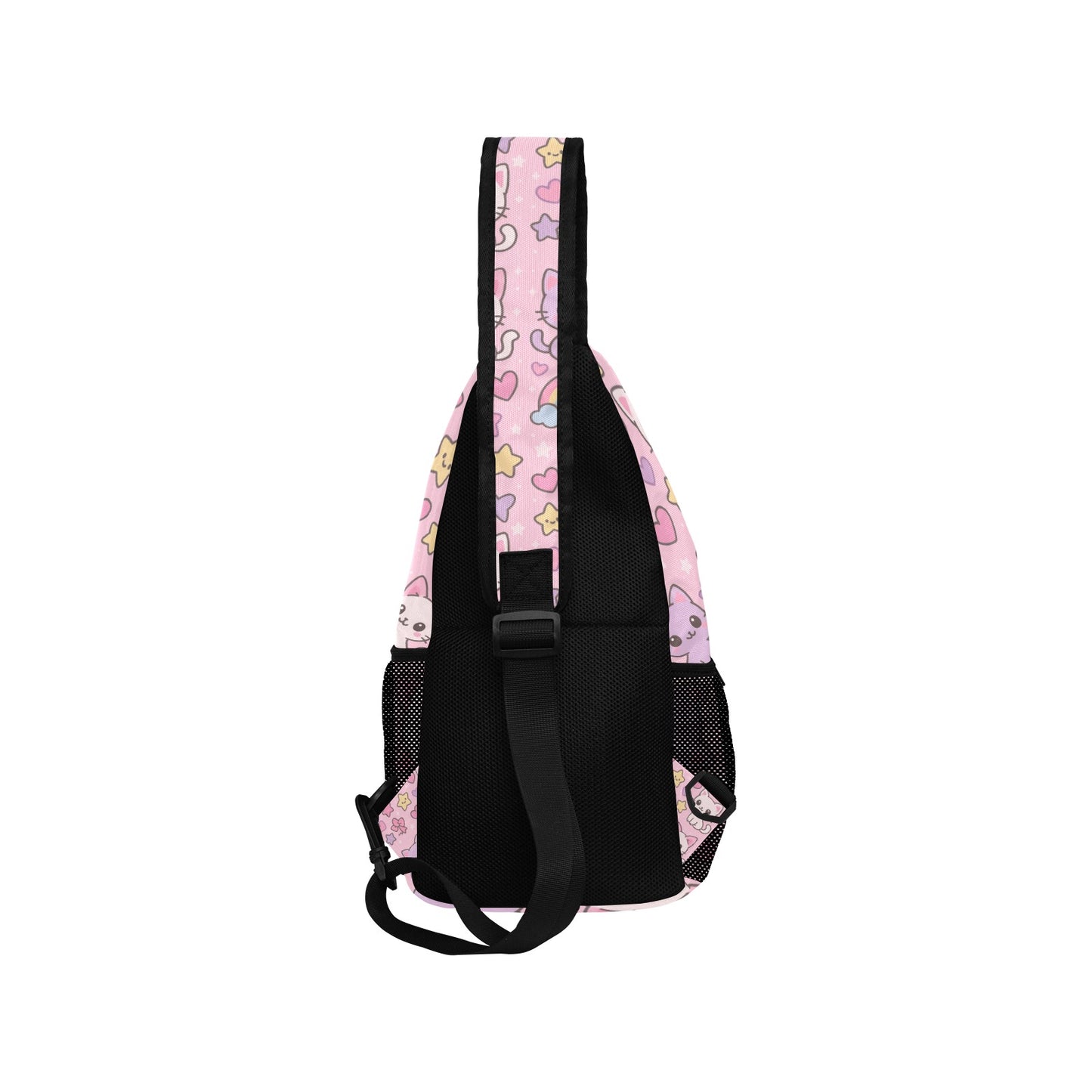 Cute Kawaii Pink Cat Rainbow Men's Casual Chest Bag