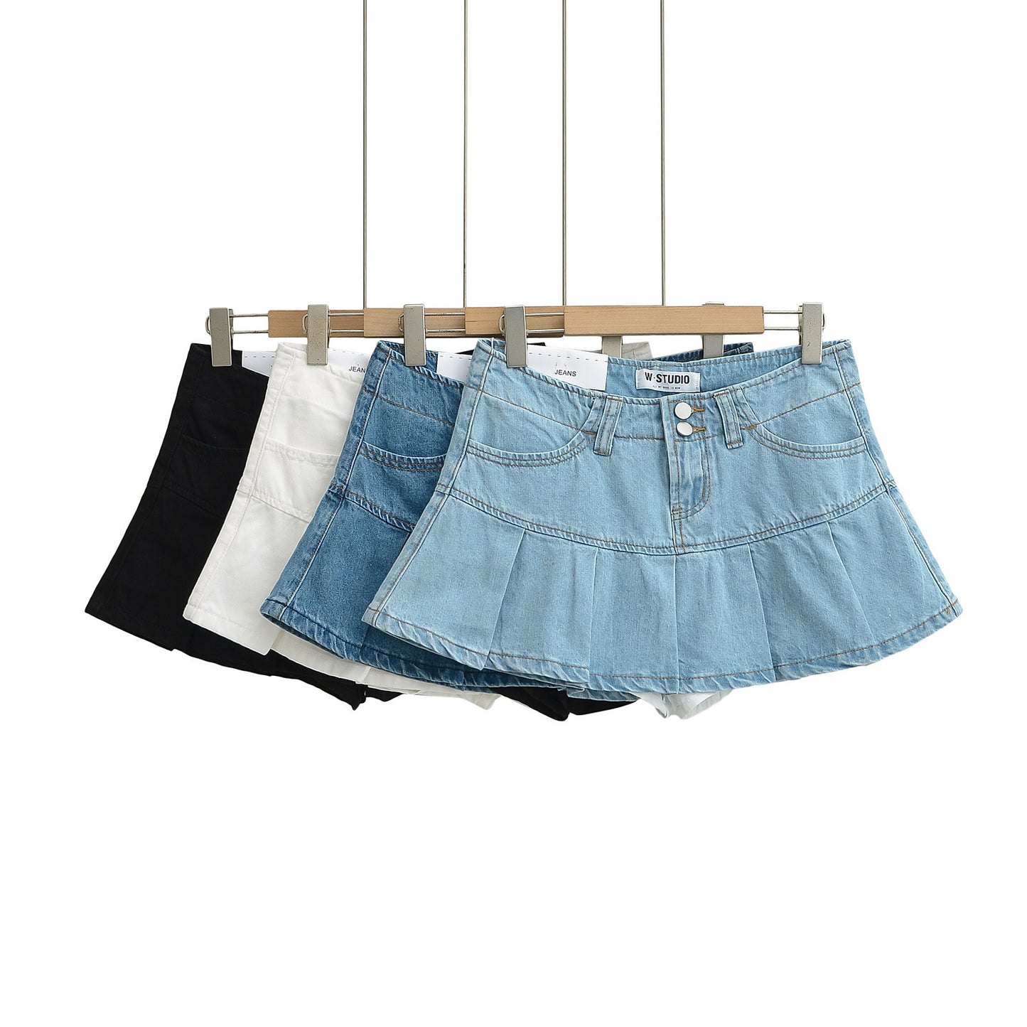 High-Waisted Vintage Denim A-Line Mini Skirt