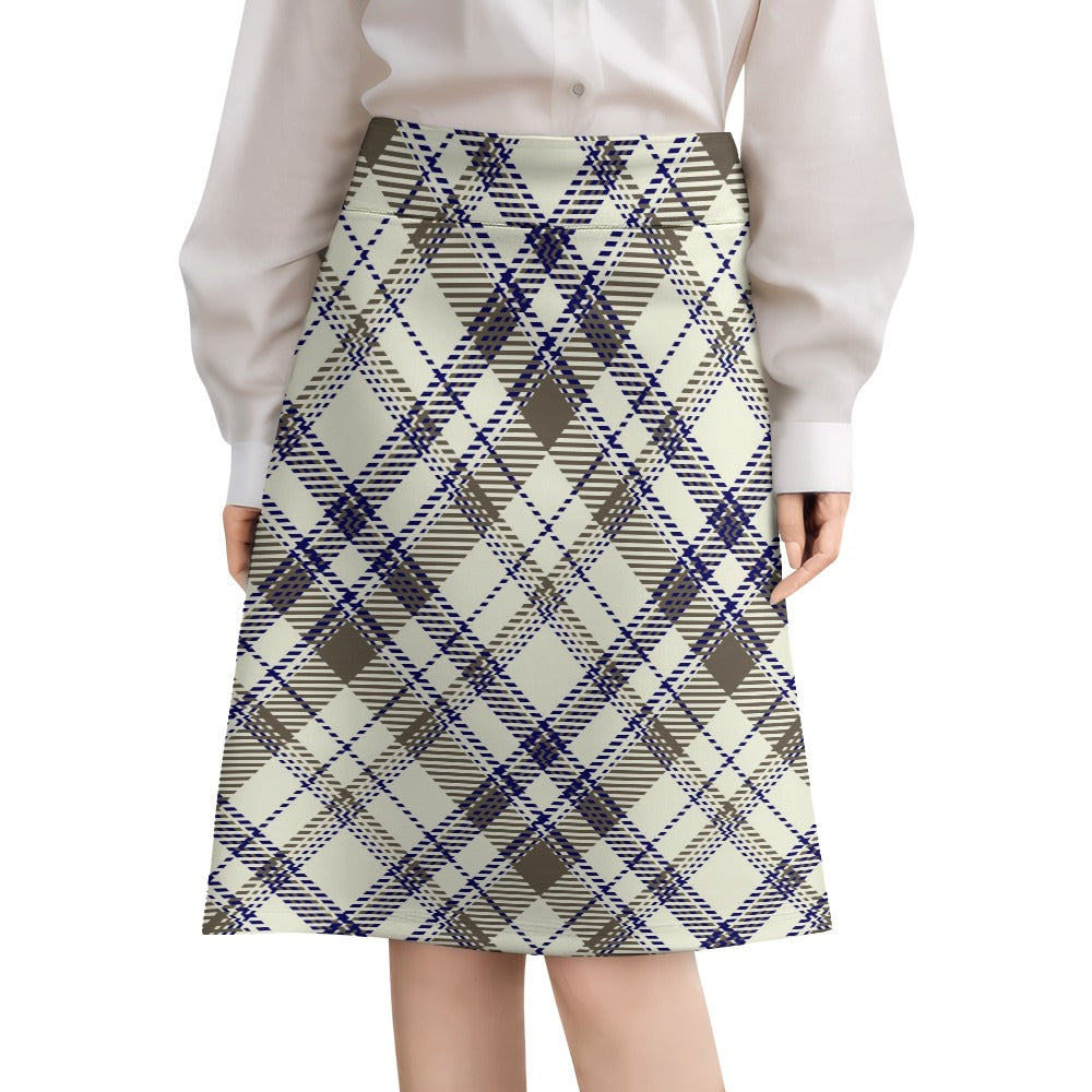 Classic Plaid Zipper Skirt Women's Short Dress