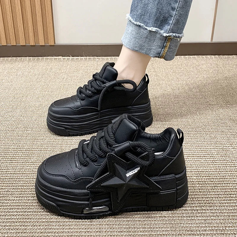 Playful Star Design Platform Sneakers for Women