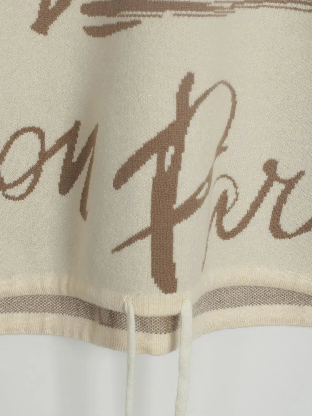 Drawstring Hem Letter Pattern Sweater