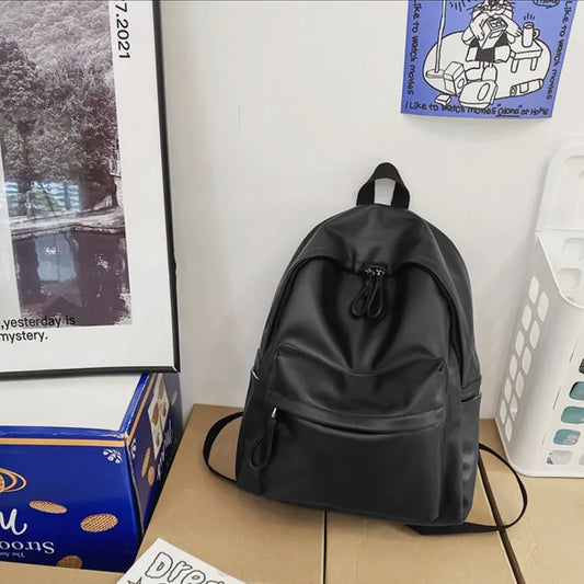 Harajuku PU Leather Zip Backpack