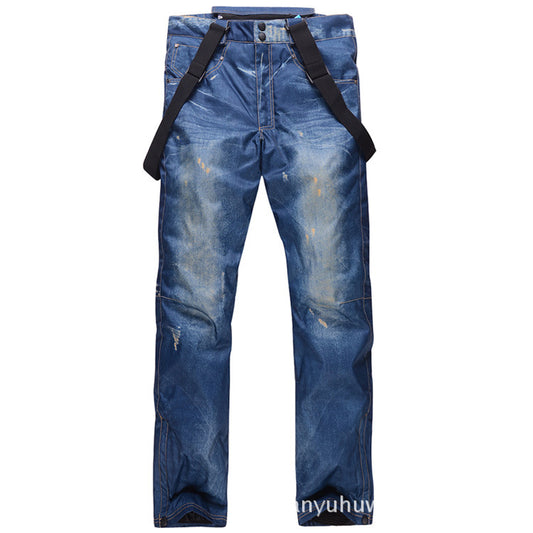Men's Warm Denim Skiing Pants for Ultimate Comfort
