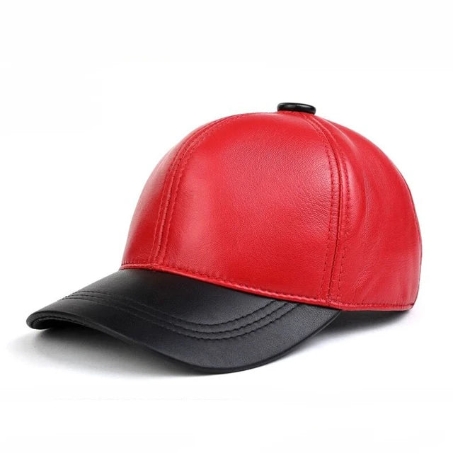 Candy Color Real Leather Baseball Caps - Harajuku Style