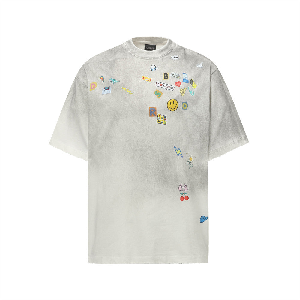 Harajuku Smiley Tie-Dye Short Sleeve T-Shirt for Men