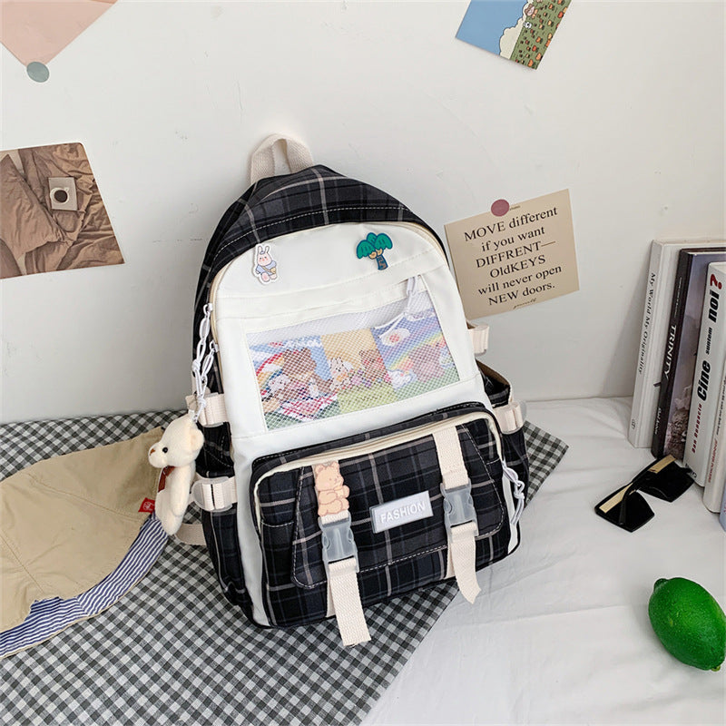 Cute Japanese JK Plaid School Backpack