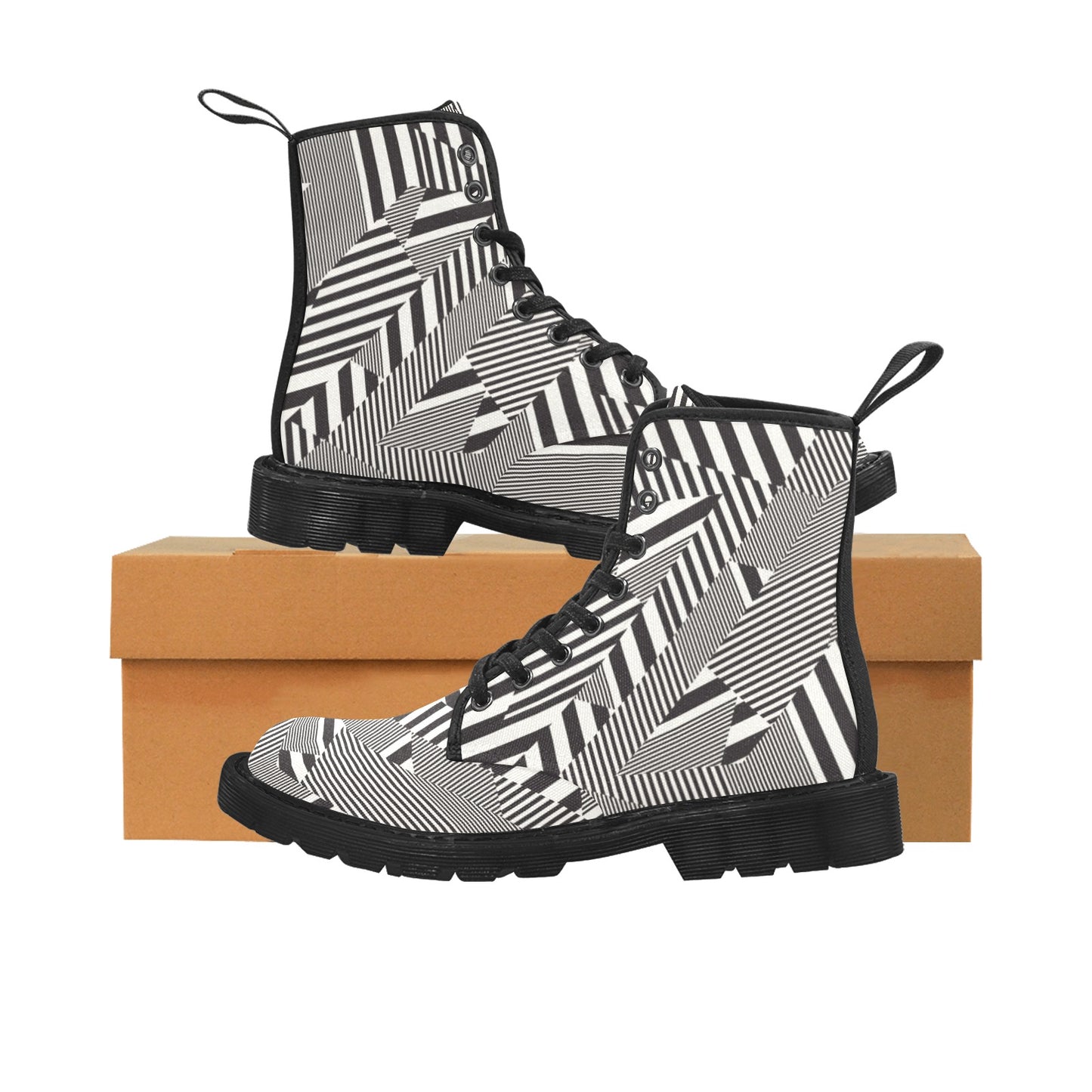 Black and White Zig Zag Canvas Boots