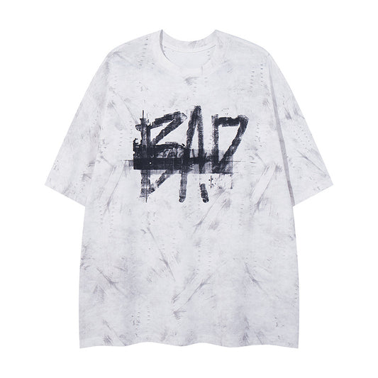 Harajuku Style Distressed Letter Print Casual Tee