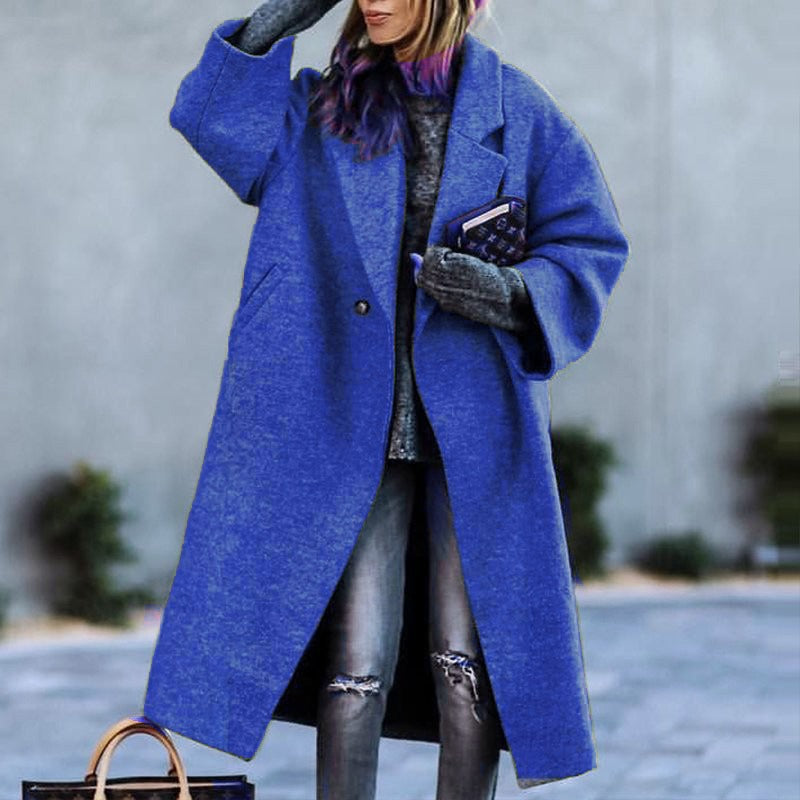 Playful Long Woolen Coat in Temperament Color