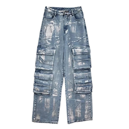 Harajuku Style Women's High Waist Wide Leg Denim Pants