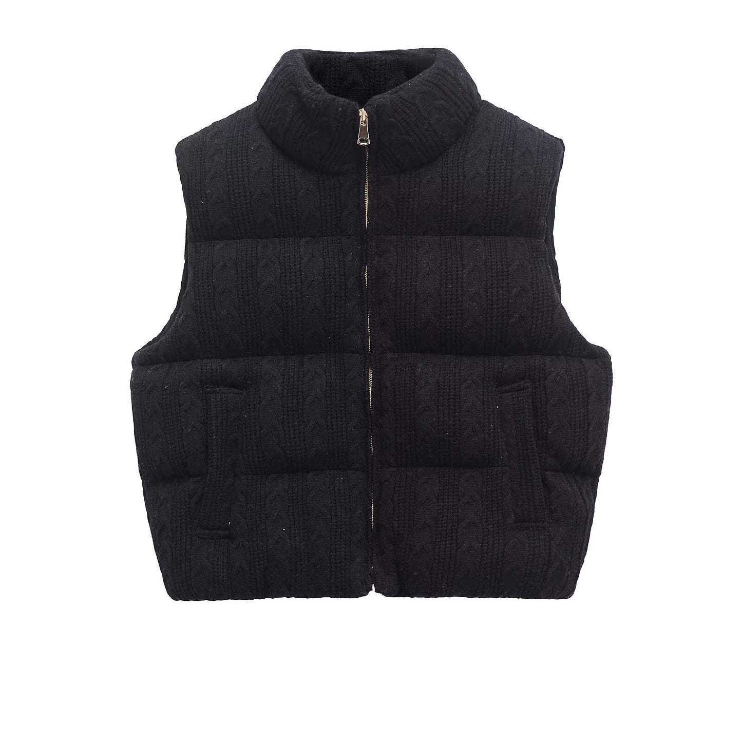 Harajuku Style Sleeveless Zipper Vest with Stand Up Collar
