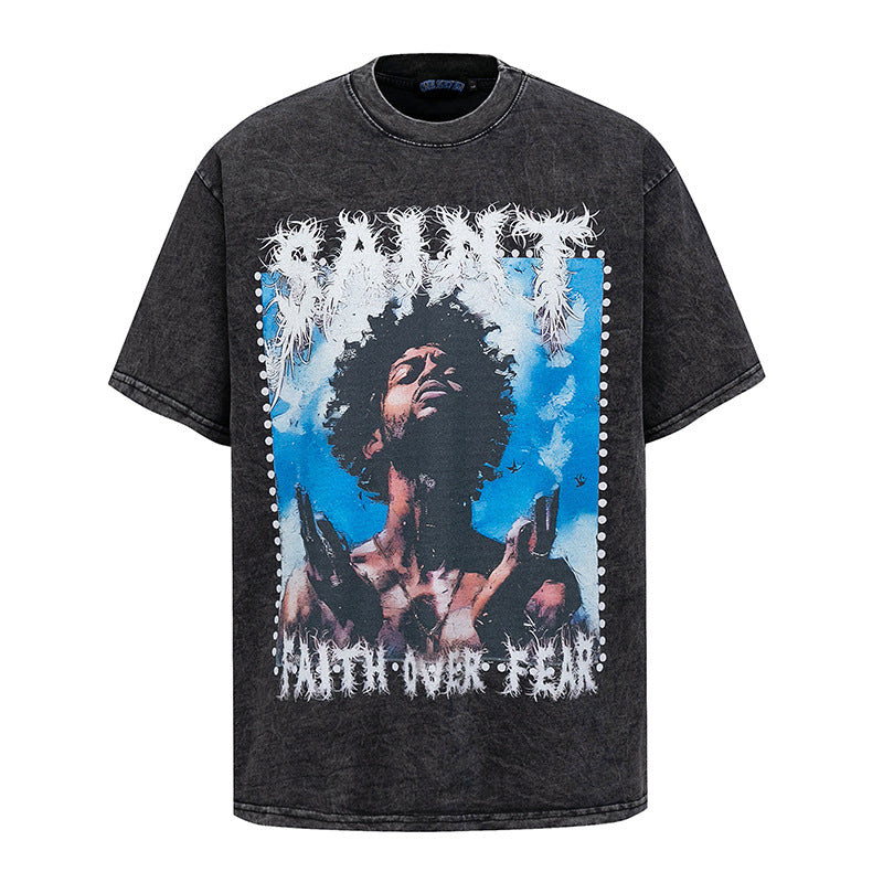 Playful White Ink Direct Spray Printed Half-Sleeve T-Shirt