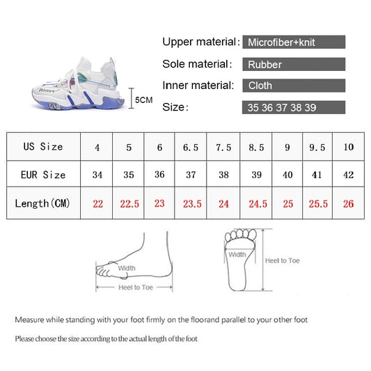 Breathable Lightweight Flat Platform Sneakers for Women