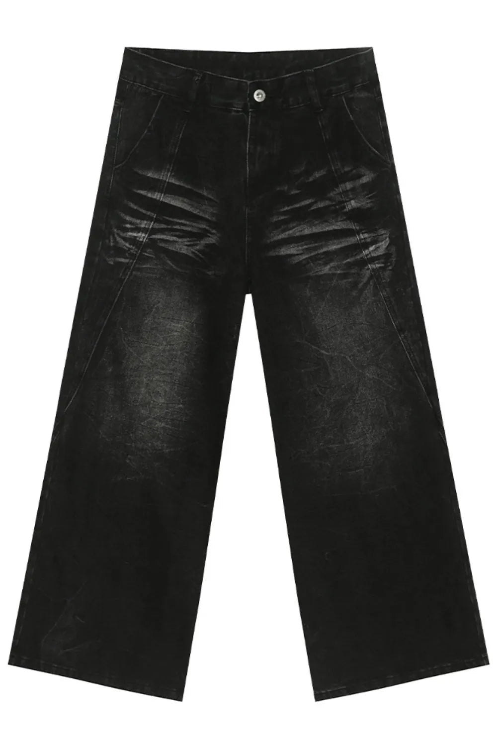 Washed Cat Whiskered Wide Leg Jeans - Harajuku Style