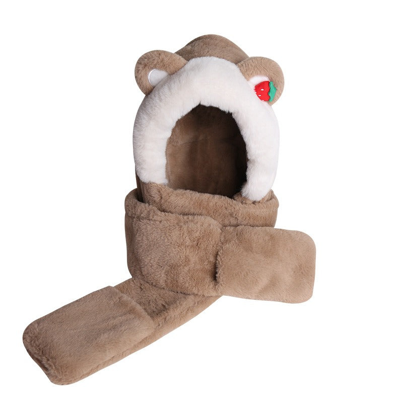 Harajuku Style Winter Bear Hat Scarf Gloves Set