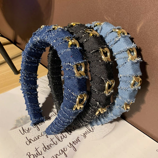 Chain Denim Headband