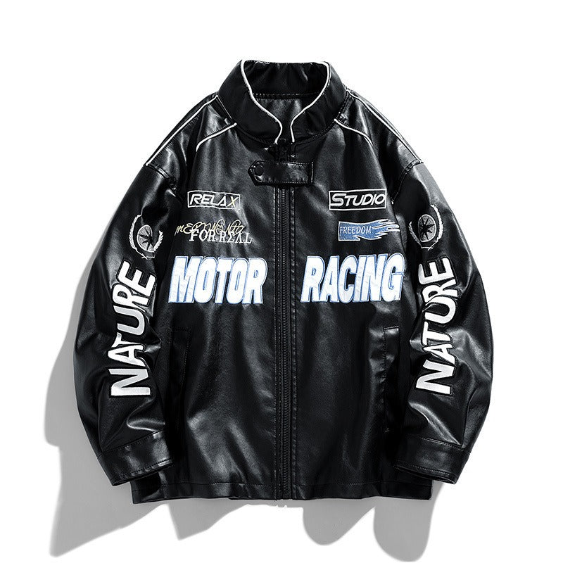 Harajuku Style Men's Leather Motorcycle Jacket