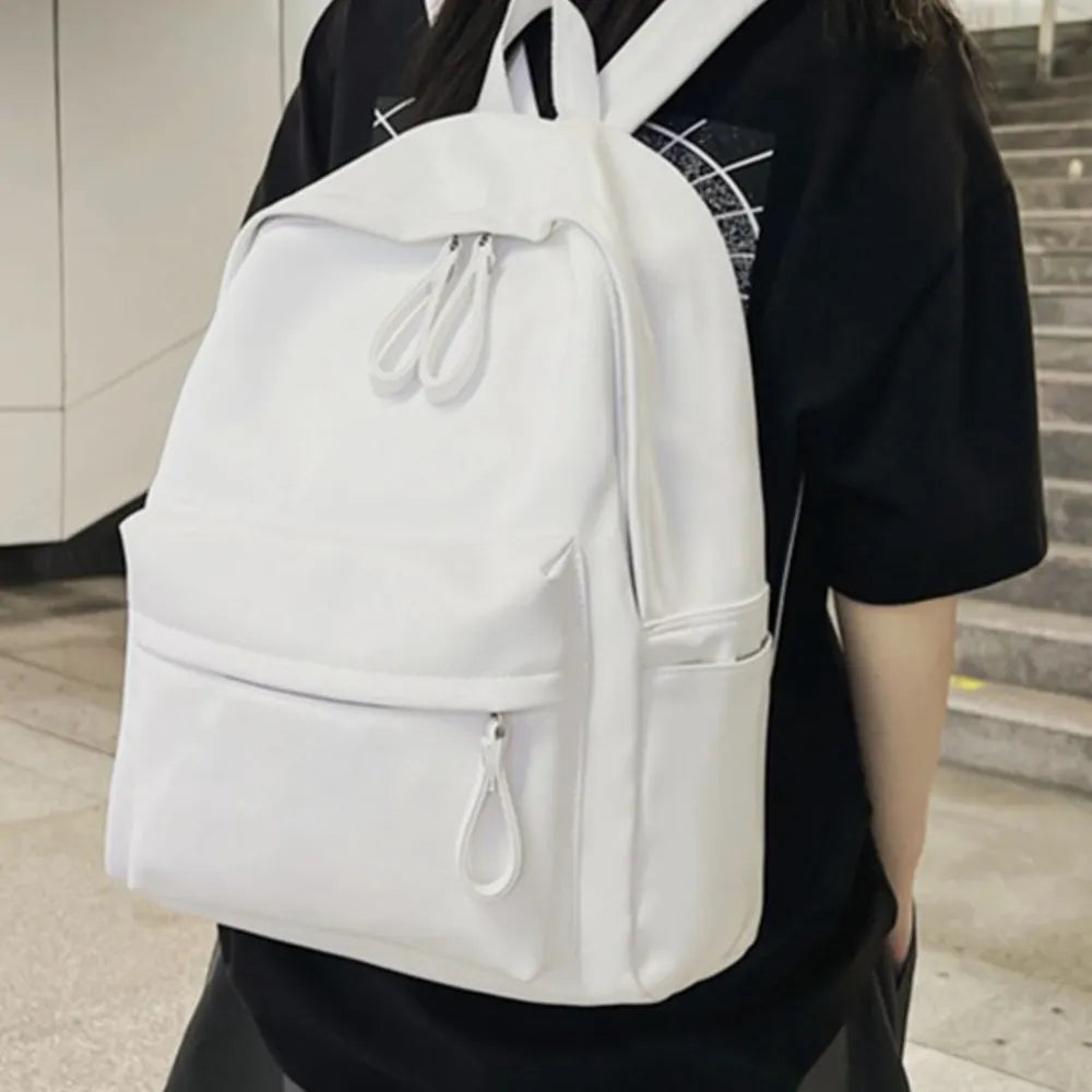 Harajuku PU Leather Zip Backpack