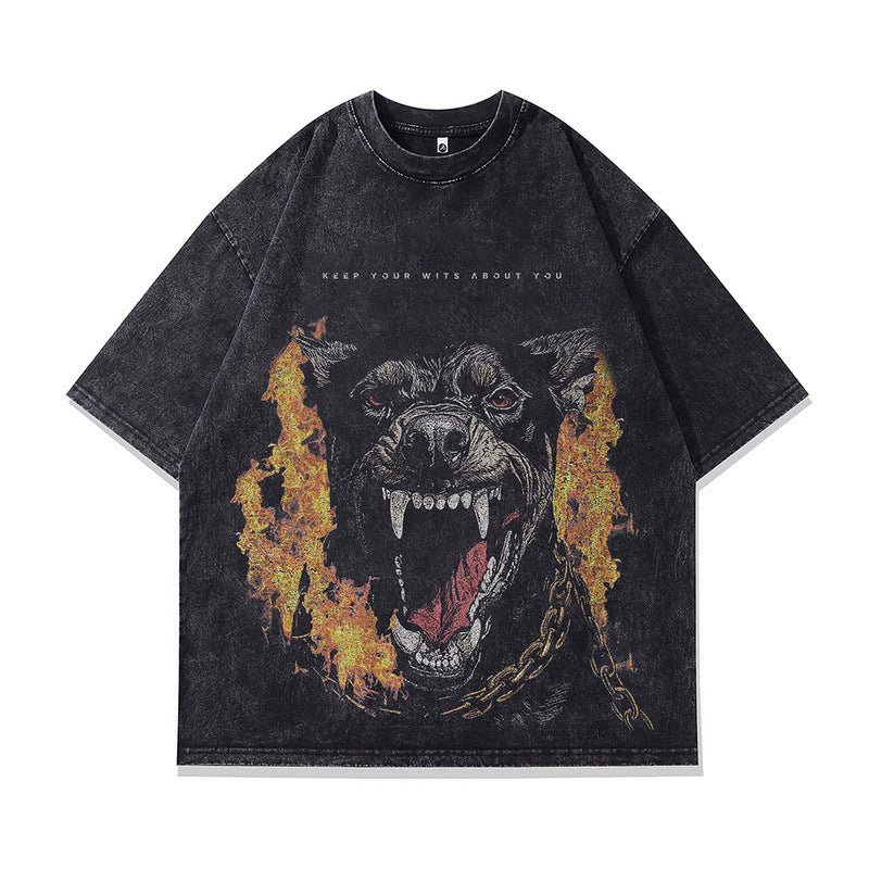 Retro Doberman Loose Fit Harajuku T-Shirt for Men