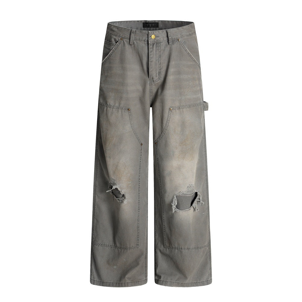 Harajuku Distressed Vintage Denim Trousers for Men