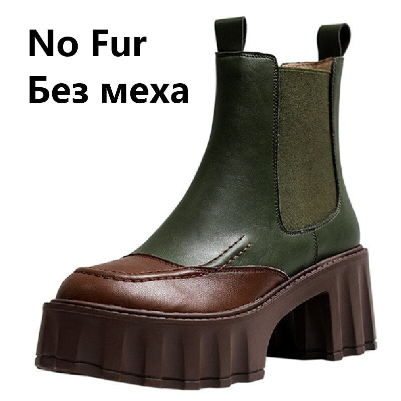 Harajuku Style Women Thick Heels Ankle Boots