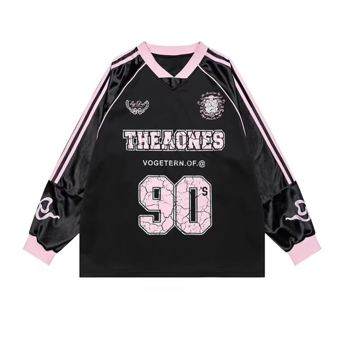 Harajuku Style V-Neck Long Sleeve Satin Jersey