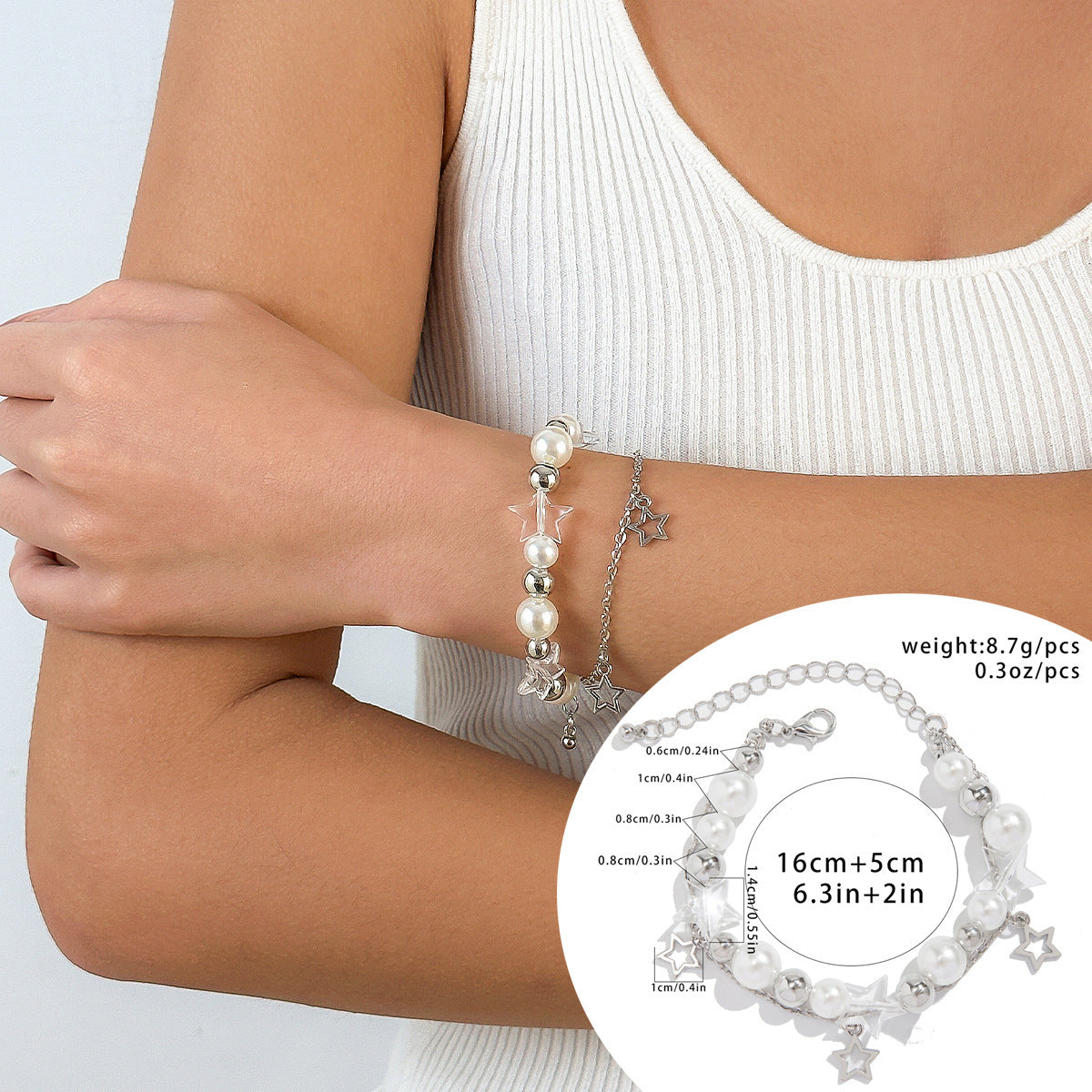 Magnetic Heart-Shaped Star Pendant Tassel Bracelet Set