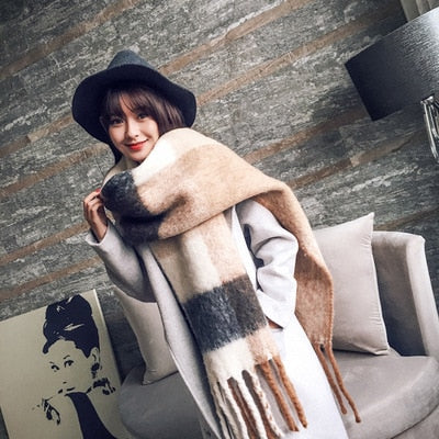 Mingjiebihuo Harajuku Style Plaid Scarf Shawl