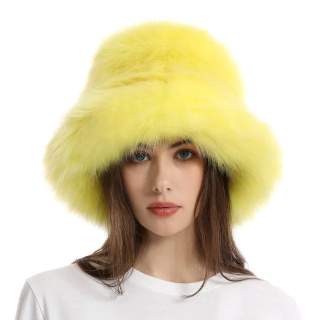 Elegant Faux Fur Fisherman Hat for Women