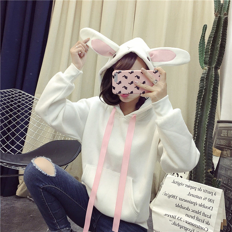 Cute Bunny Hoodie for Women - Harajuku Street Style Sweatshirt