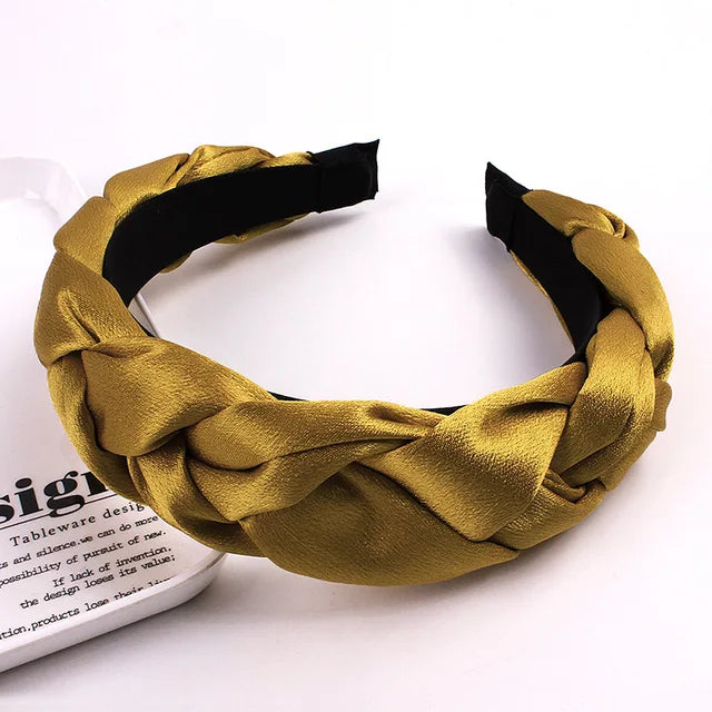 Women Satin Cross Hairbands - Twisted Braid Headband