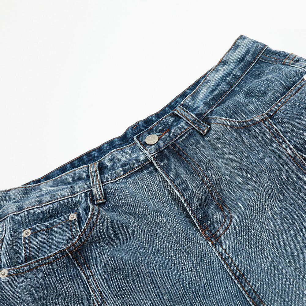 Riveted Loose Fit Denim Shorts - Street Style
