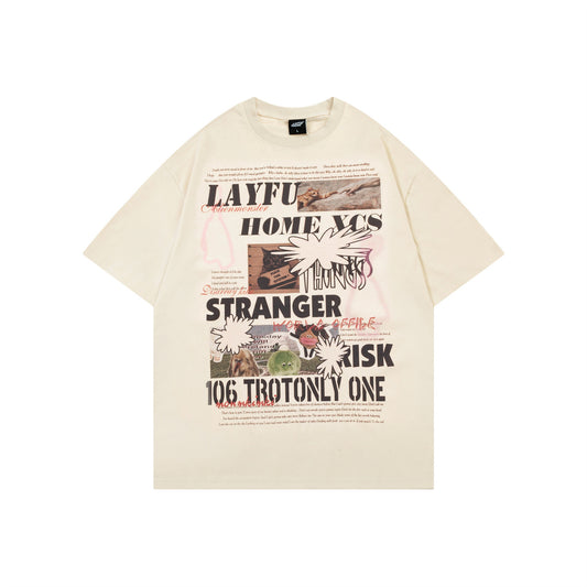 Harajuku Vintage Washed Short Sleeve T-Shirt for Men