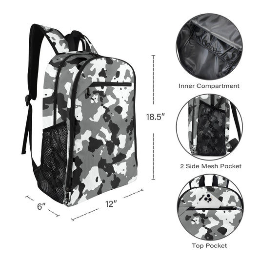 Black and White Camo All Over Print Leisure Sports Backpack