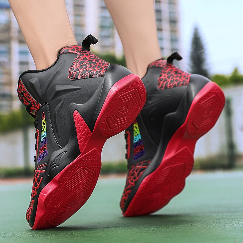Men's Harajuku Style Leather Basketball Sneakers