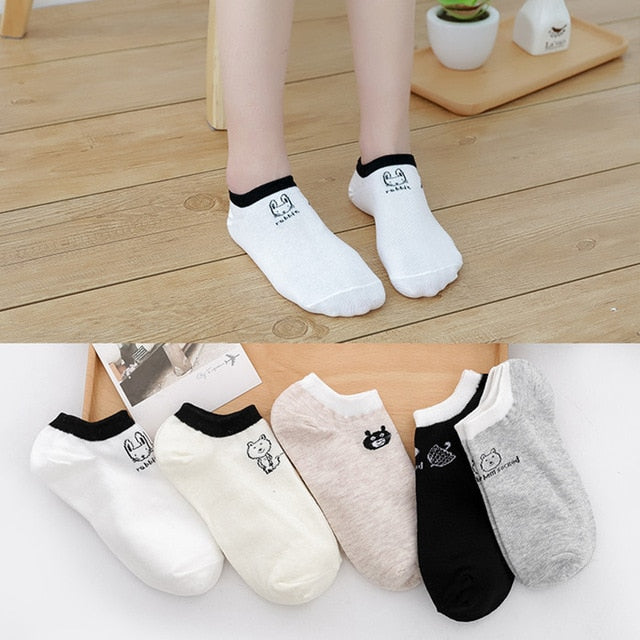 5 Pairs Women's Playful Cartoon Ankle Socks