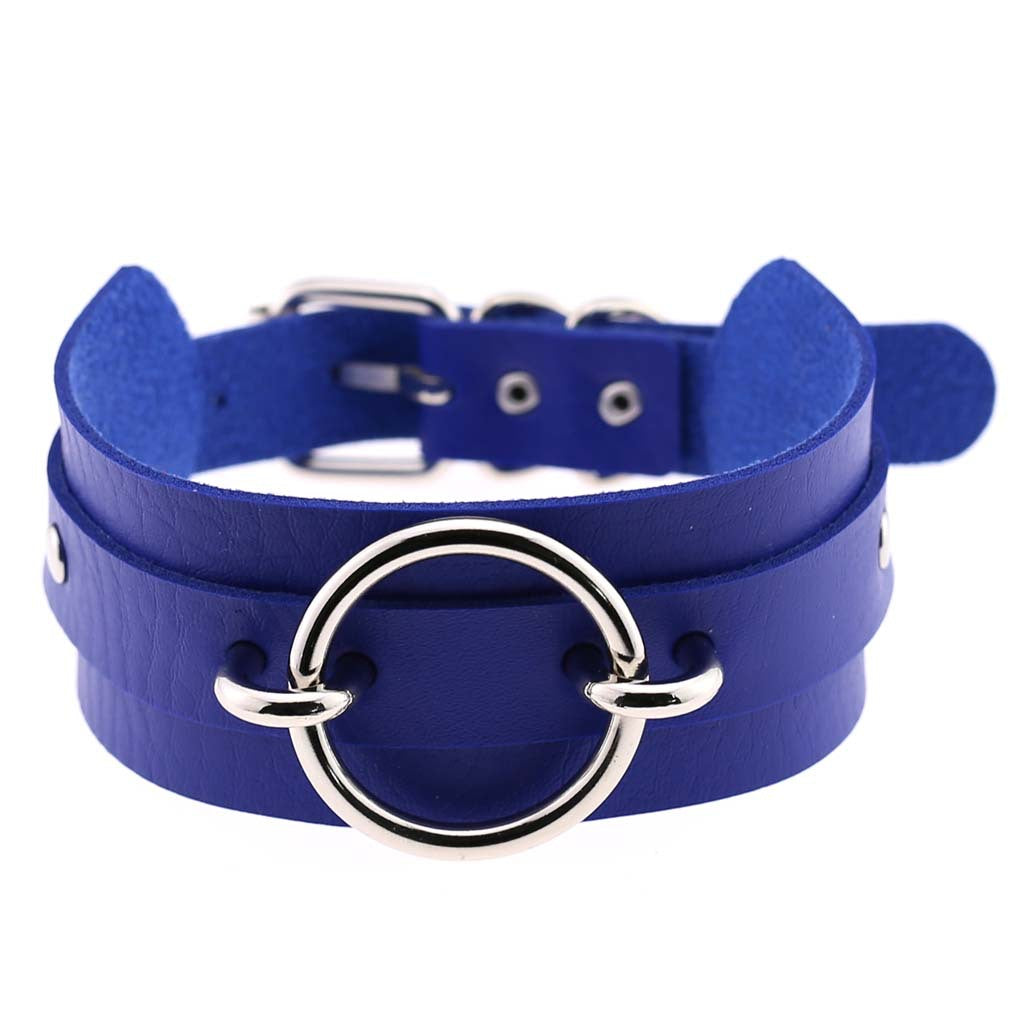 Harajuku Exaggerated PU Leather O-Ring Collar Necklace
