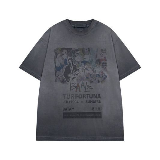 Harajuku Style Vintage Dyed Rock Singer T-Shirt