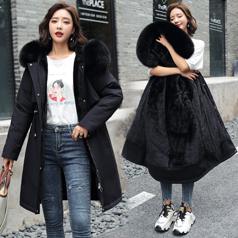 Korean Harajuku Big Fur Collar Fleece Jacket for Women