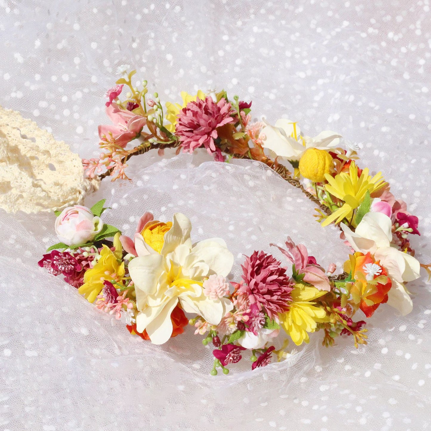 Autumn Flower Wreath Headwear
