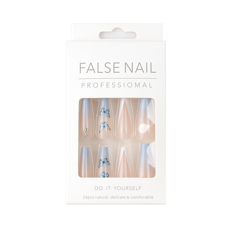 V-Shaped Blue Butterfly Nail Patch - Harajuku Style