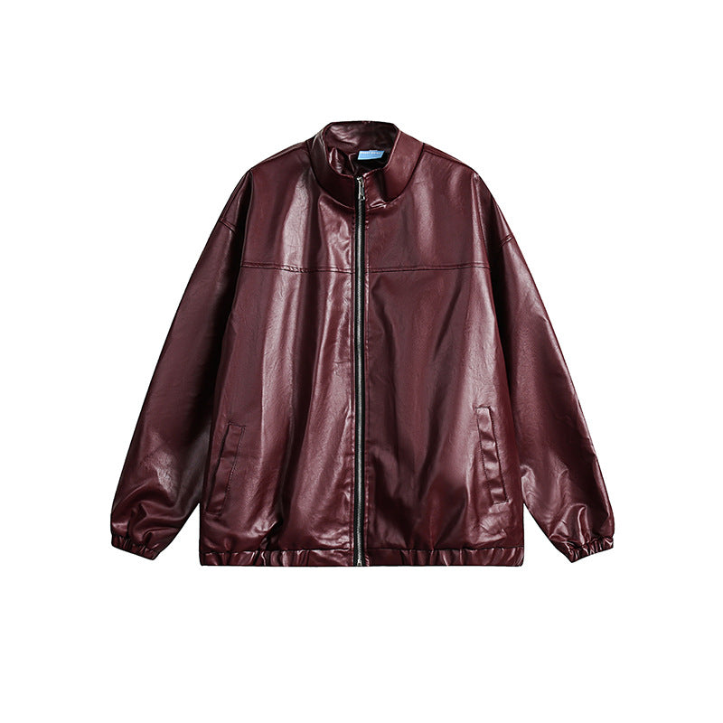 Harajuku Patchwork Zipper Leather Coat for Women